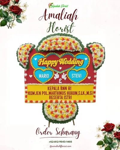 Karangan Papan Bunga Pernikahan di Sekaan